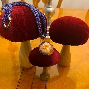 Vintage Cloissonne Pendant With flowers